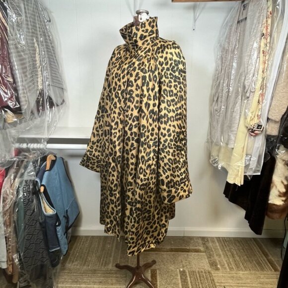 Vintage Dennis Basso Leopard Animal Print Silk Blend Swing Coat Size 3XL - Picture 5 of 16